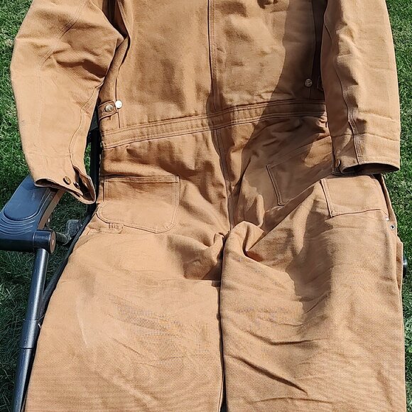 Men Carhartt Coveralls Insulated Duck Red Lining 2XL Chest 48" Inseam 28" - Picture 3 of 14